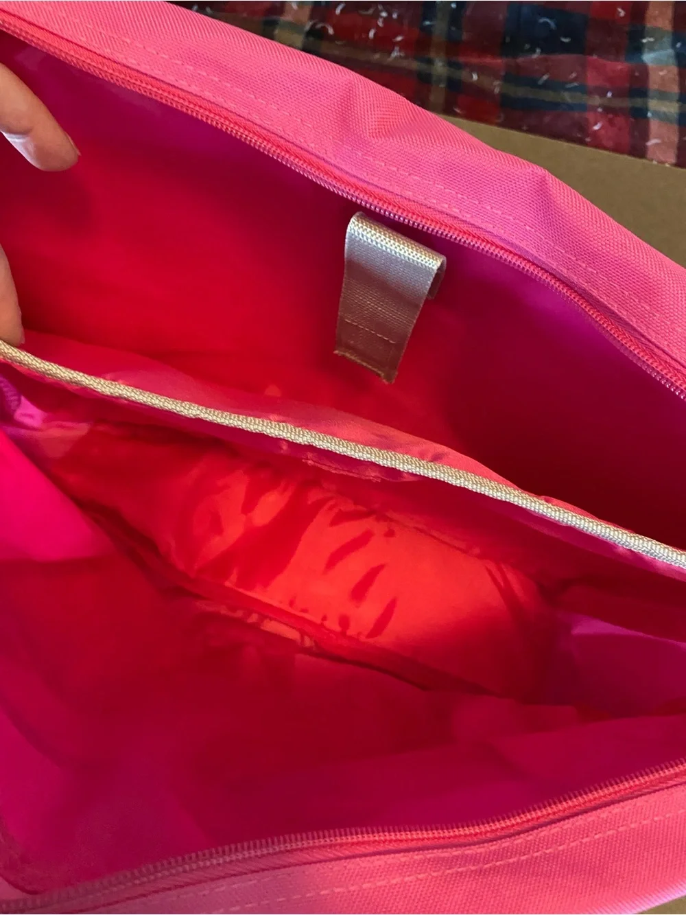 Bright Pink Women's Laptop Messenger Bag with Contrast Trim